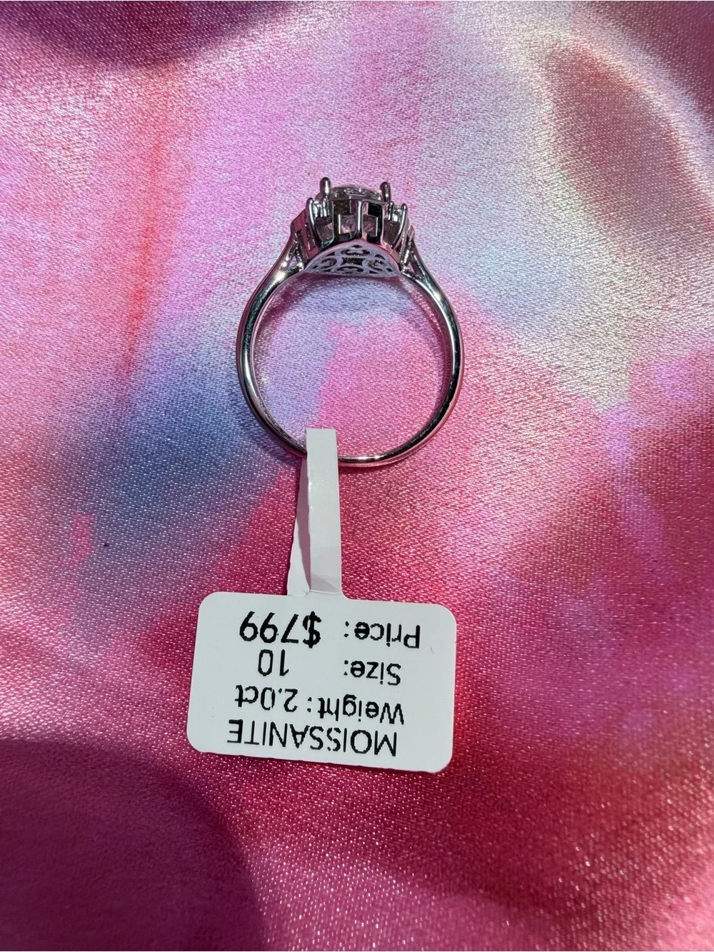 New Statement Moissanite 2 Carat 18 K Overlay with Sparkling Halo of Diamonds